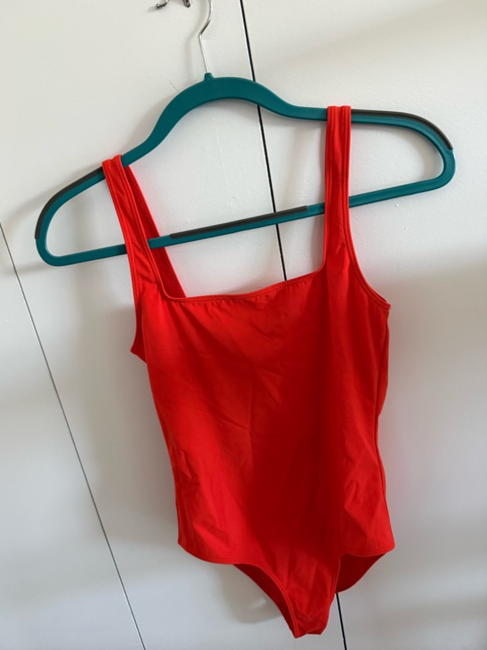 Babaton Bright Red- Orange Square-Neck Tank Bodysuit